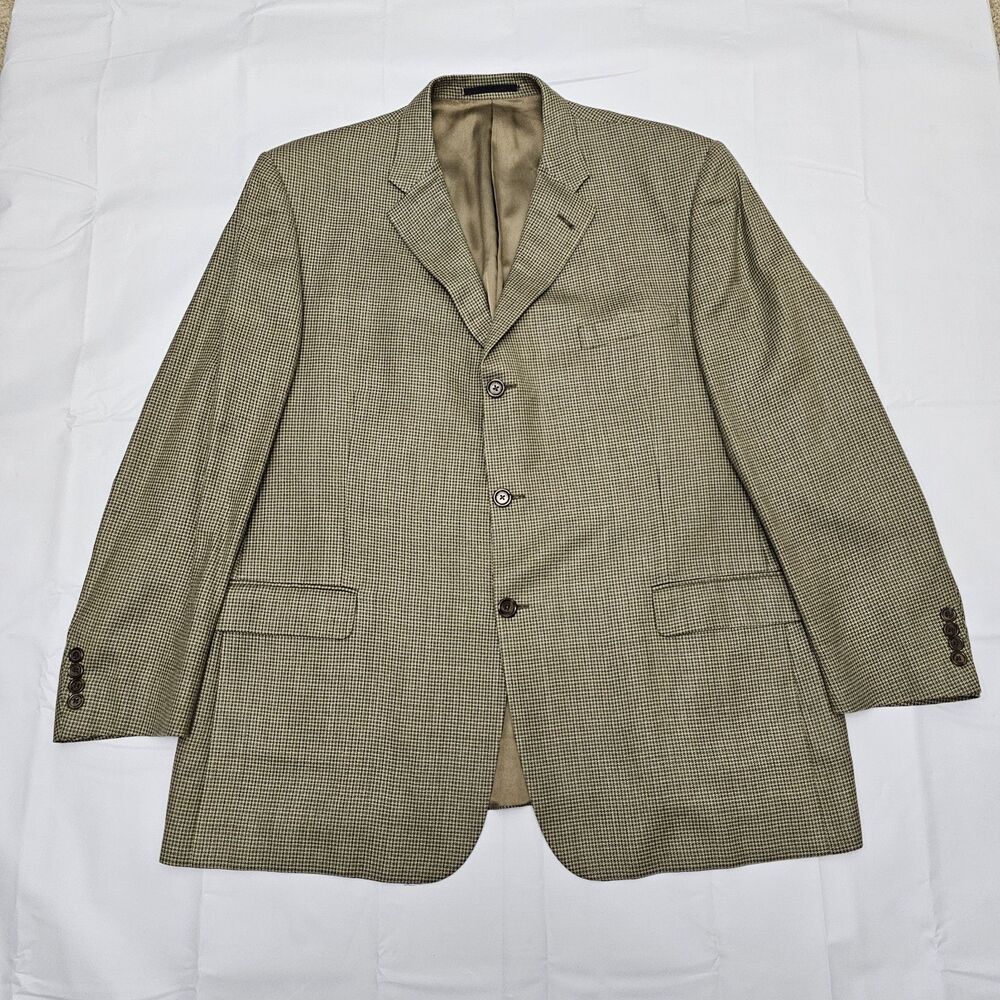 Vintage Burberry Mens 48R Houndstooth Sport Coat Blazer Silk Wool 3 Buttons - Picture 2 of 8
